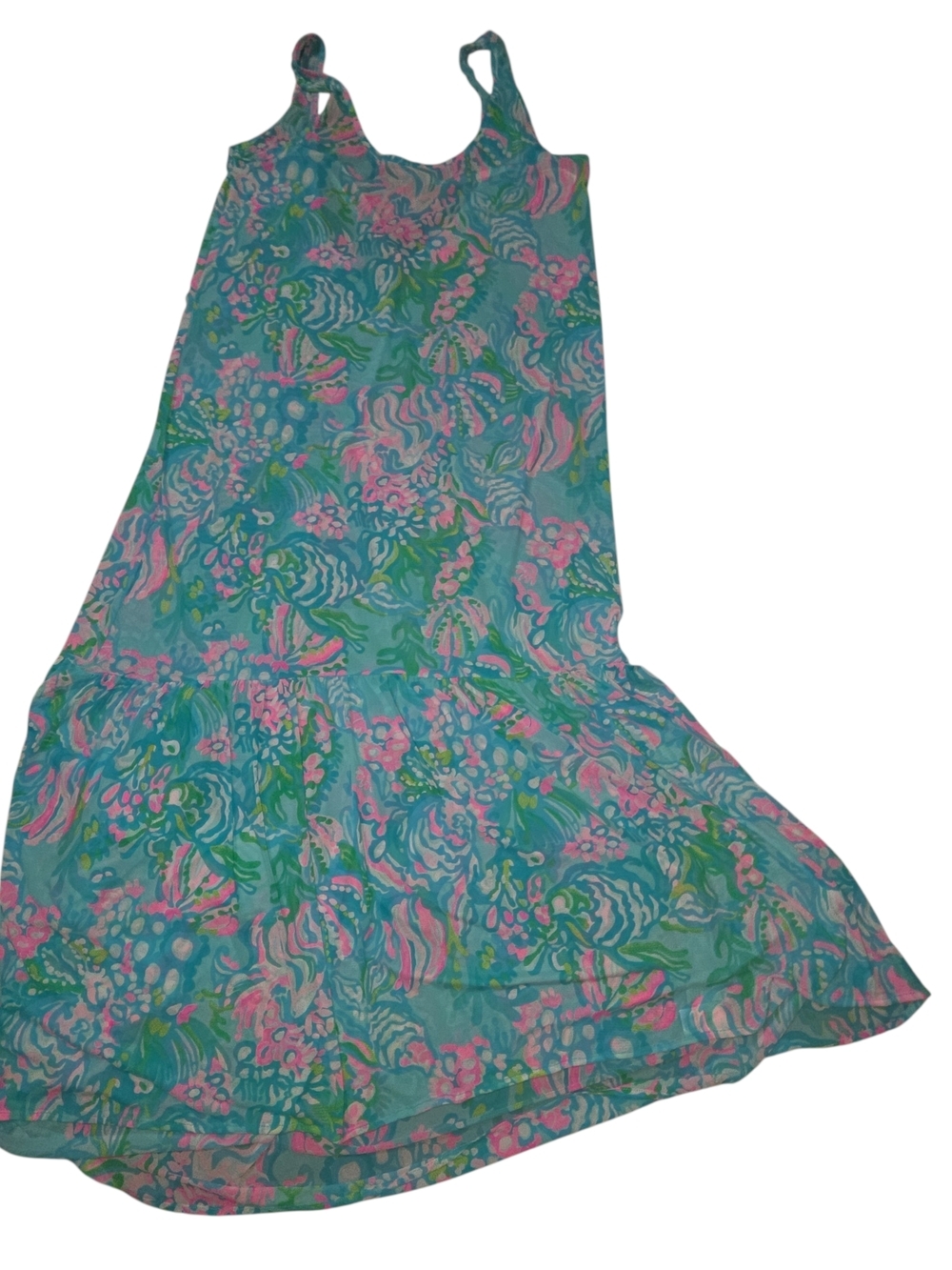 Lilly Pulitzer Camellia Cover Up Blue Ibiza Aqua Pink Tropical Dress M Resort - Picture 7 of 11